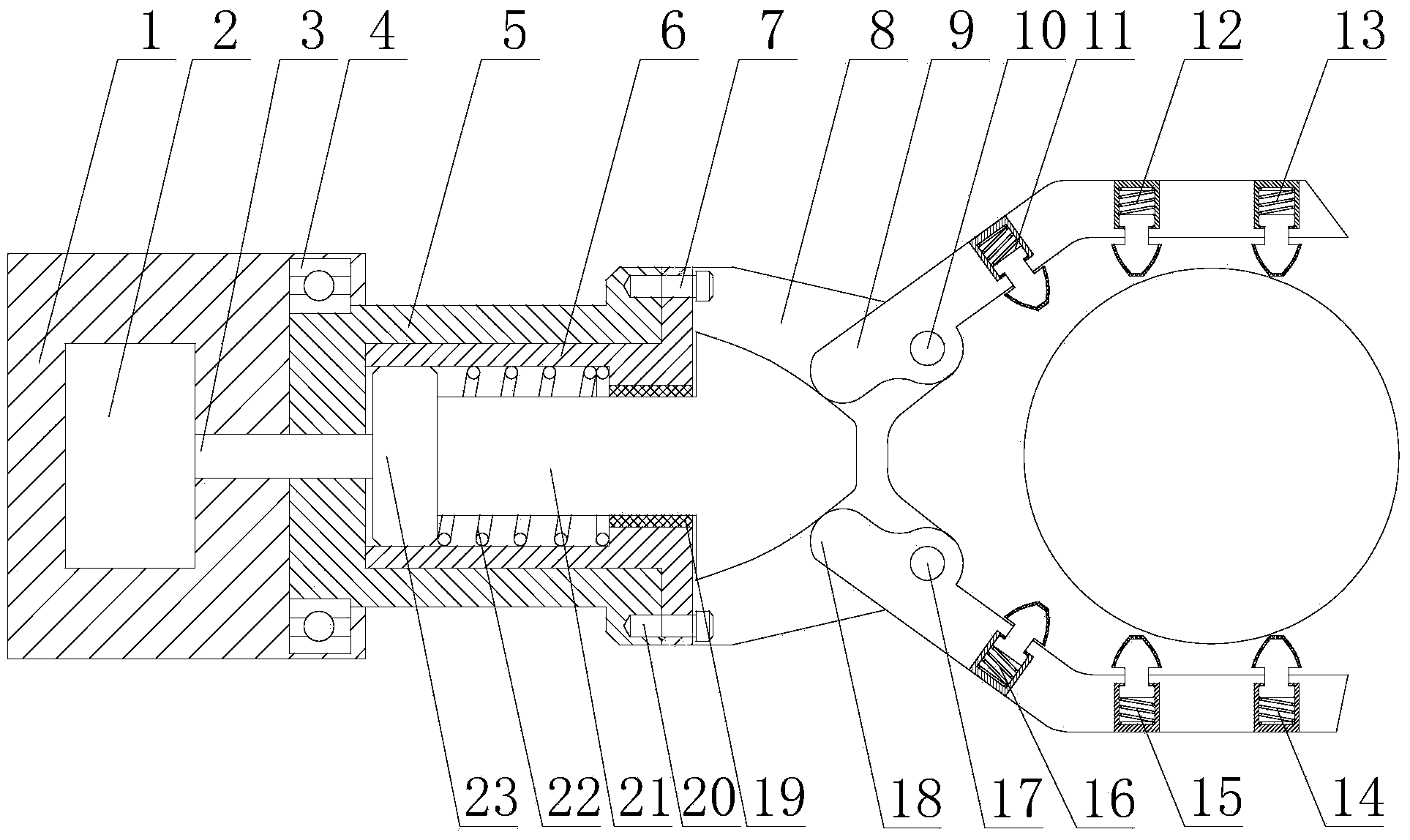 Tubular column mechanical hand