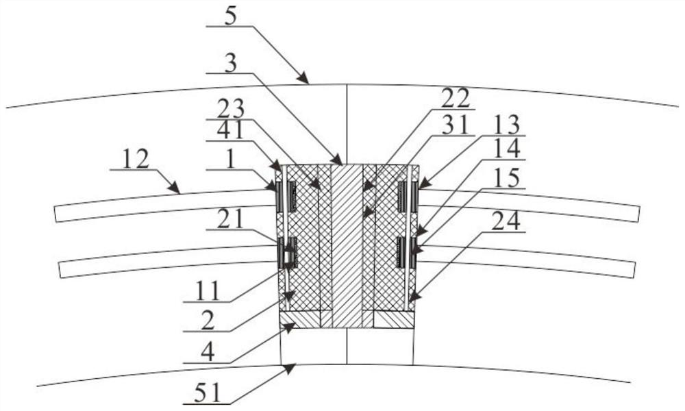 Radial pushing and pressing fastening type shield segment joint and construction method