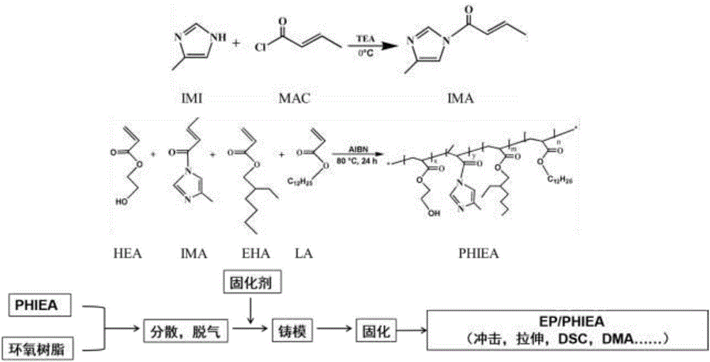 Synthesis of imidazole latent epoxy curing accelerator having toughening effect and application of accelerator in epoxy modification