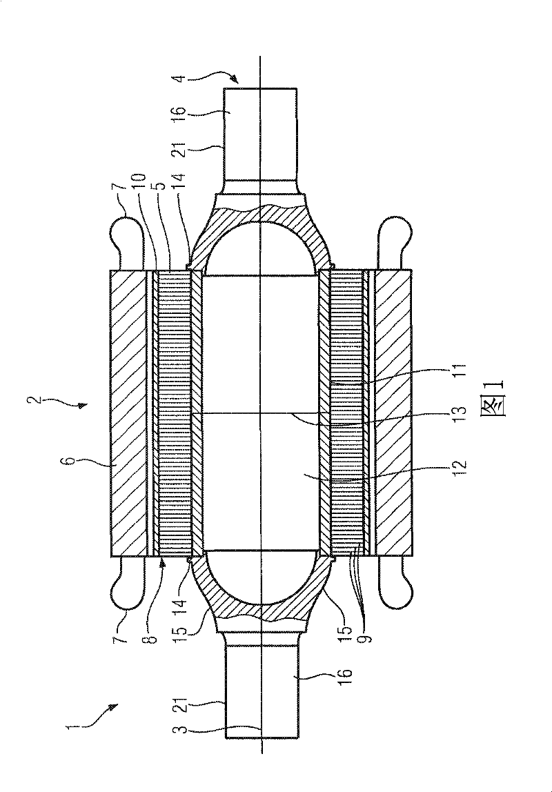 Wheel set shaft for an electric drive unit mounted on the axle and drive unit