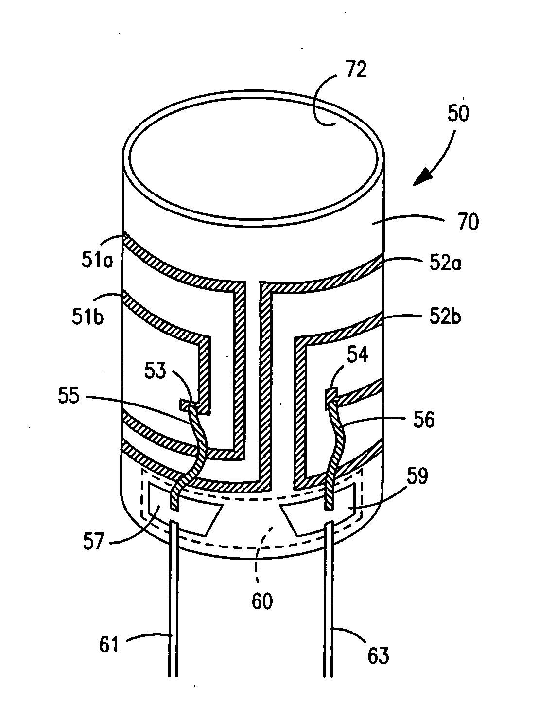 NMR coil having integrated capacitive structures