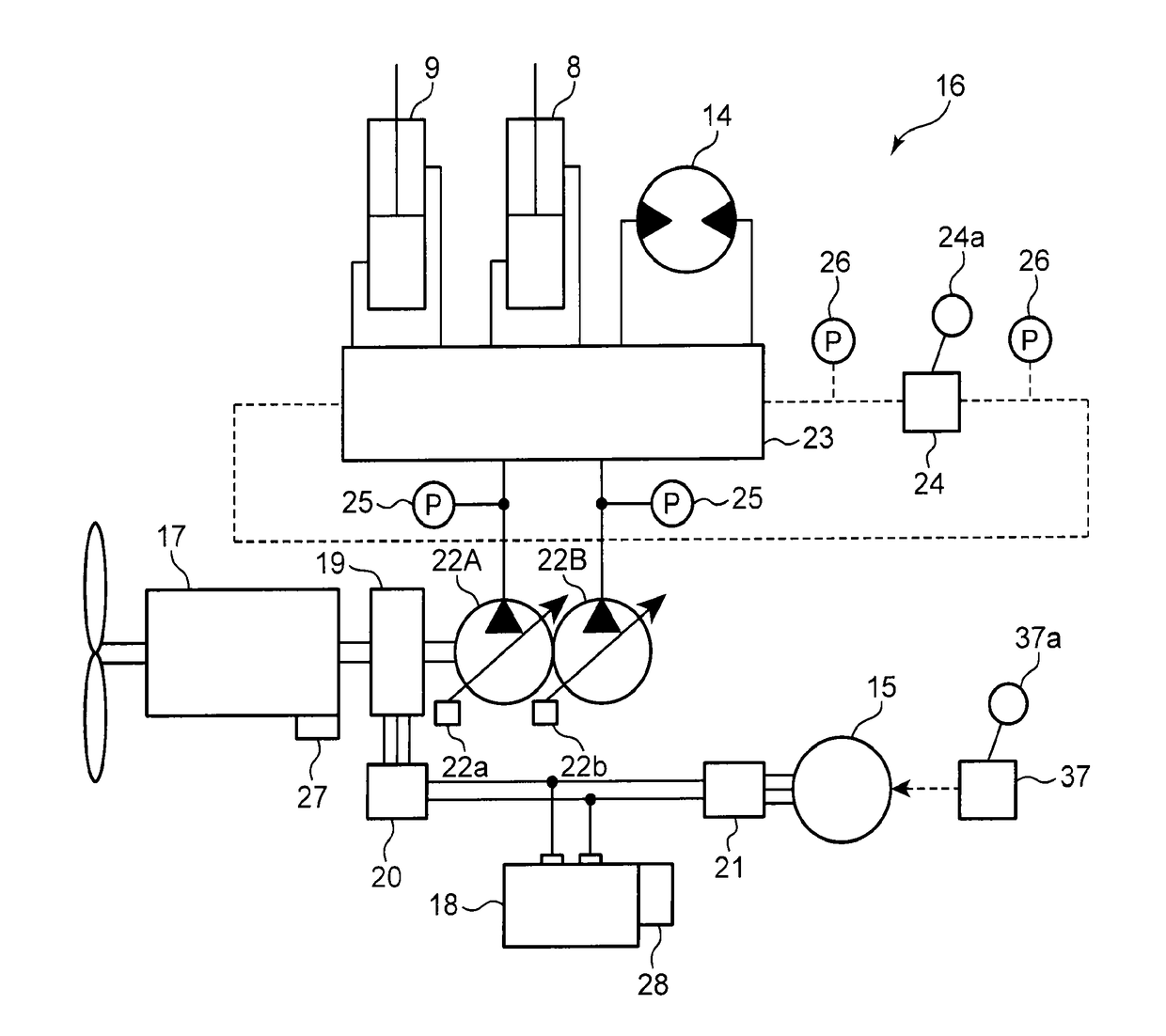 Power control device and hybrid construction machine provided with same