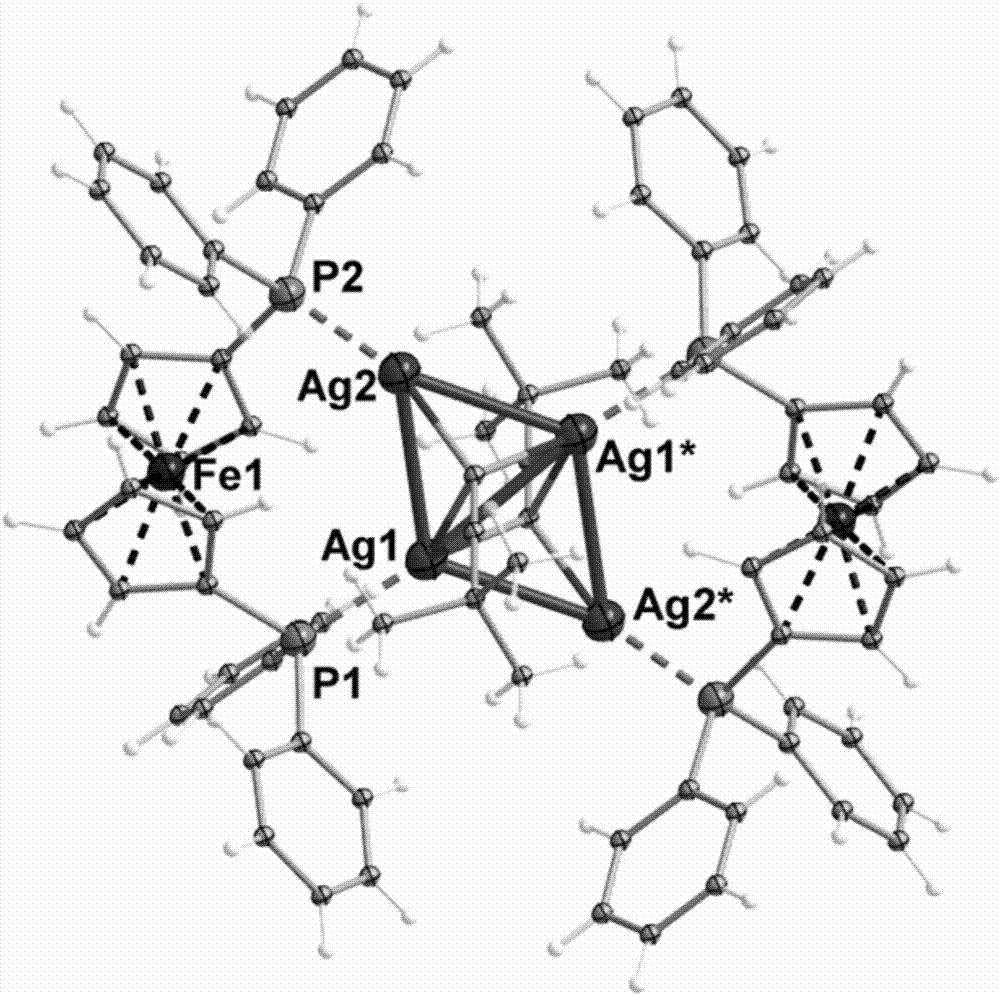 Tetranuclear silver exotic metal cluster compound and method for preparing same