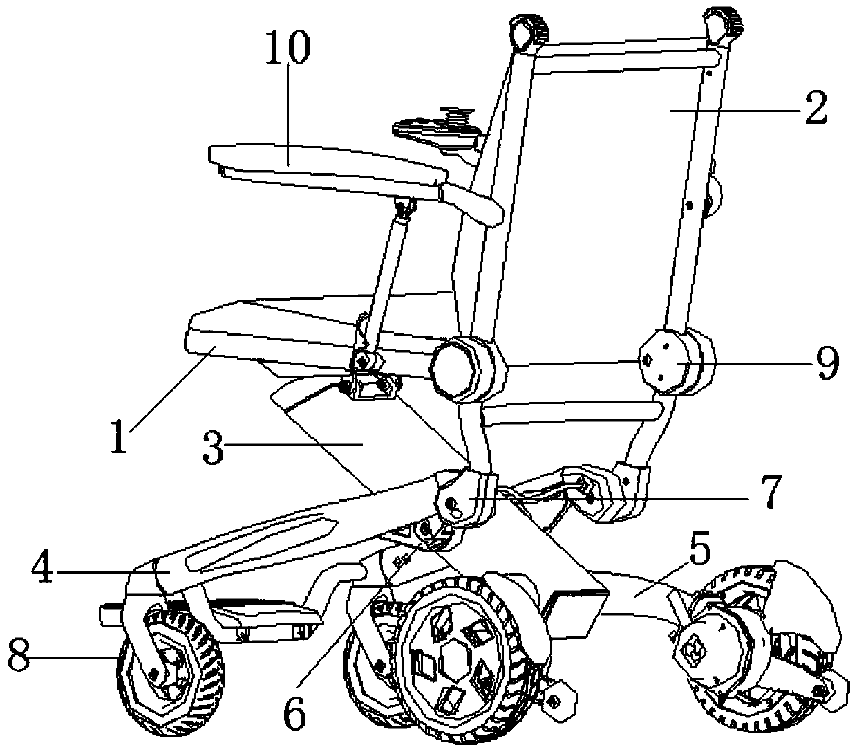 Foldable electric wheelchair