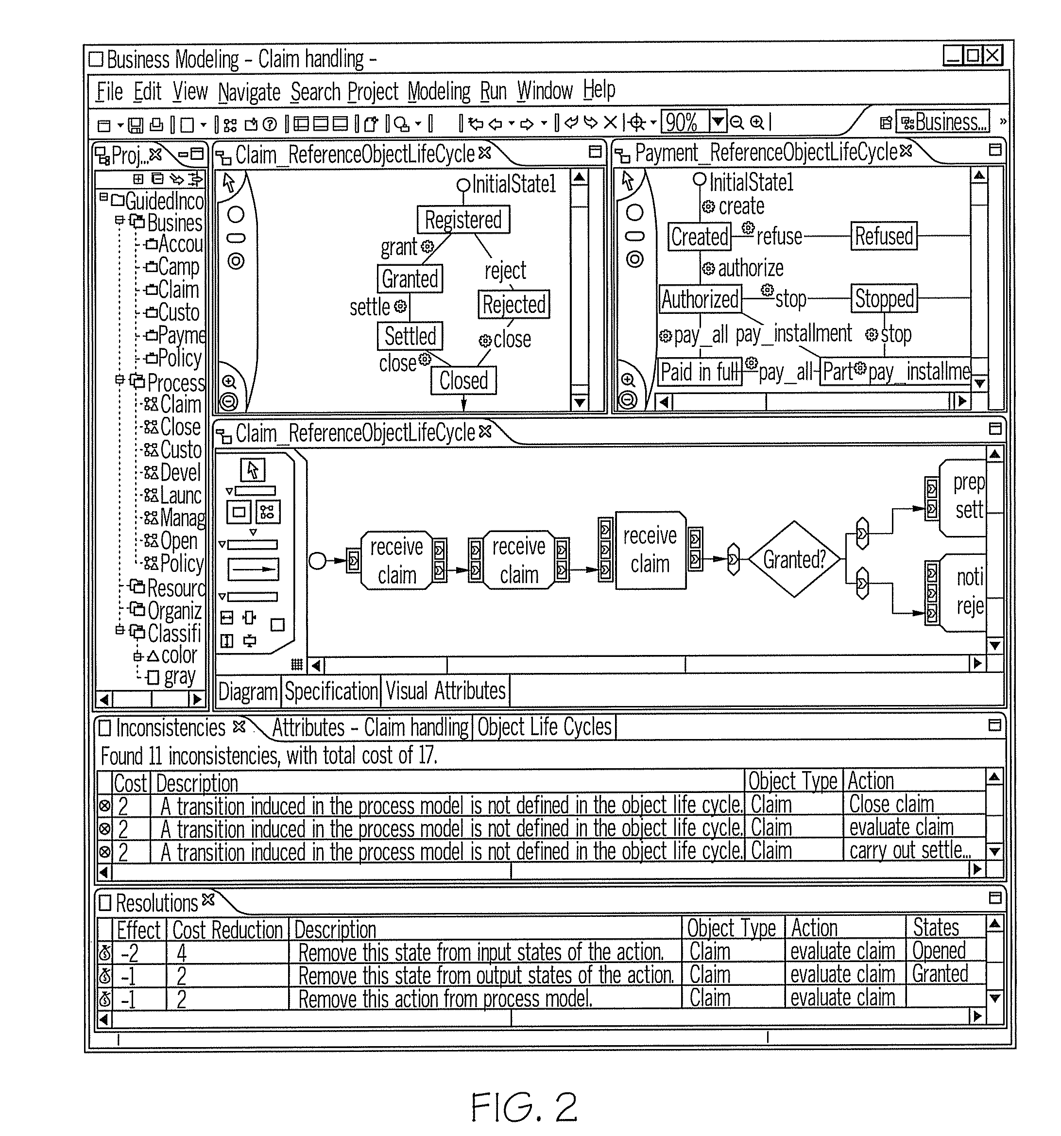 Method and system for inconsistency resolution with cycle detection in a model-driven software environment