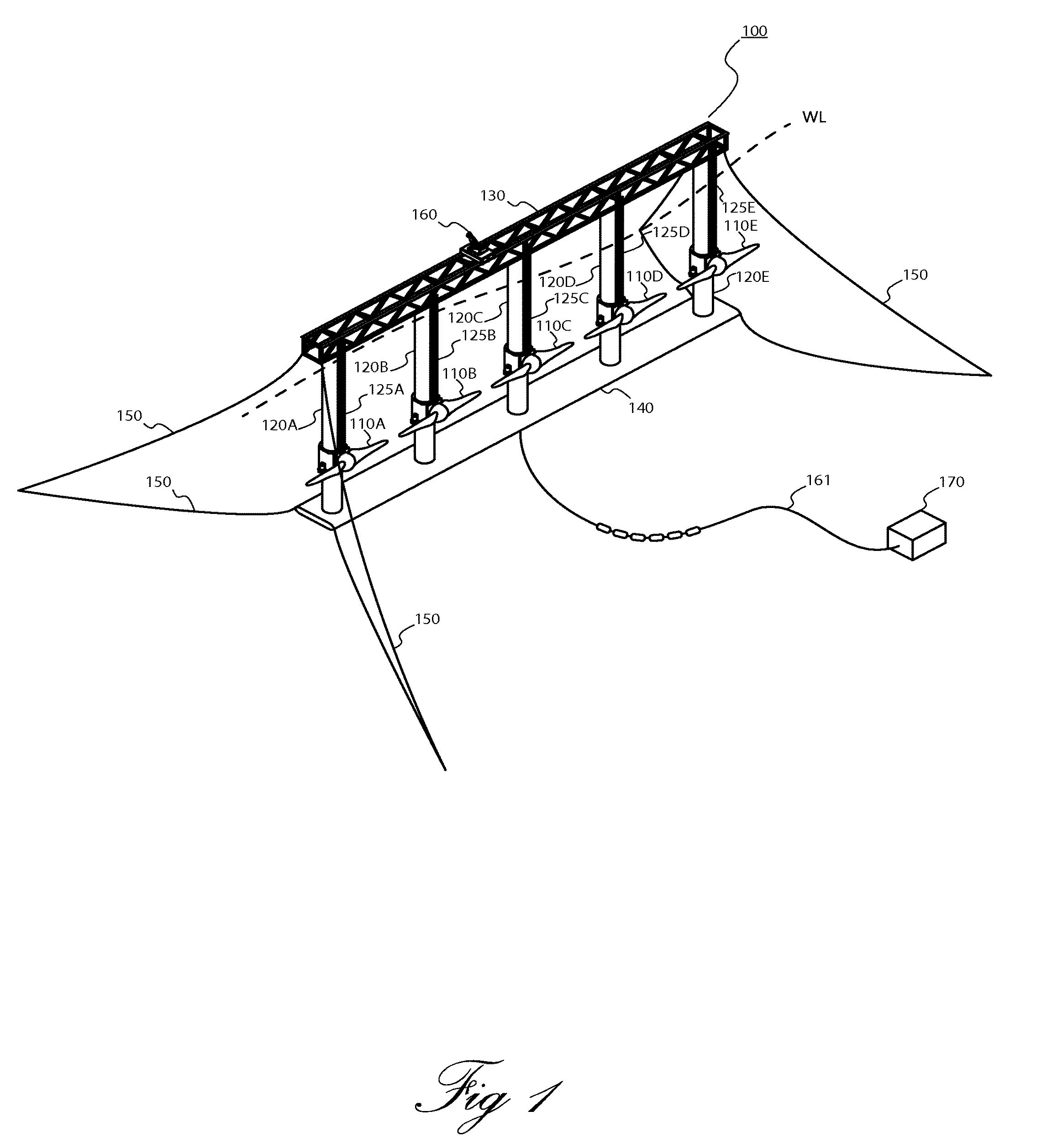 Floating, yawing spar current/tidal turbine