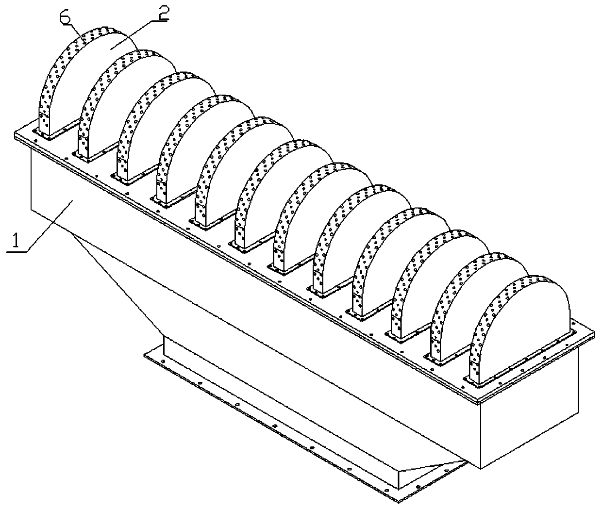 Air grid used for toughening of curved glass