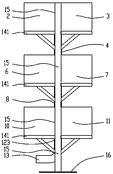 Three-dimensional vertical subsurface flow constructed wetland device