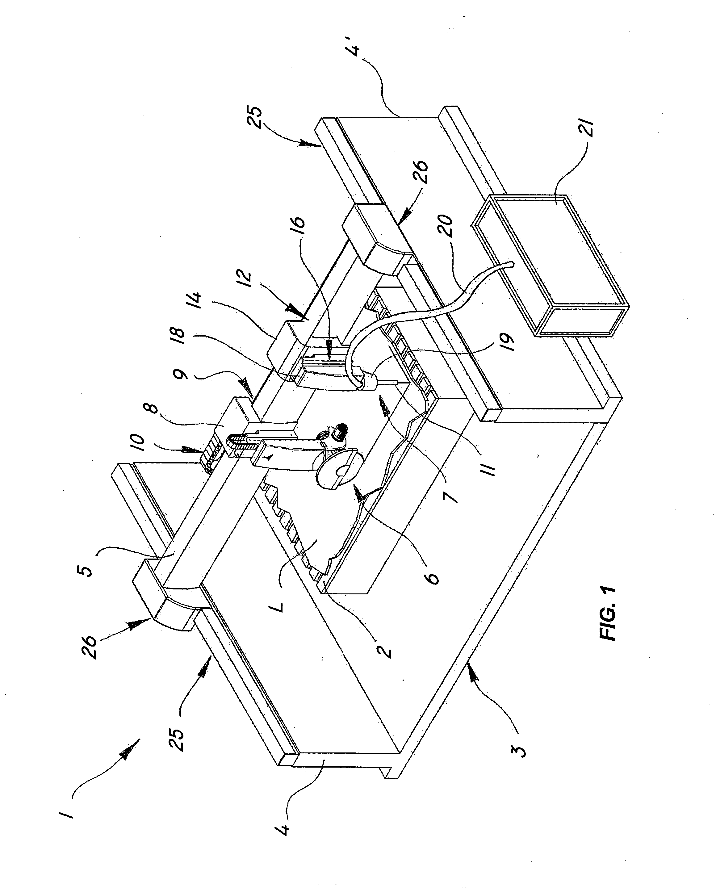 Multiple-tool machine for combined cutting of slabs of hard material