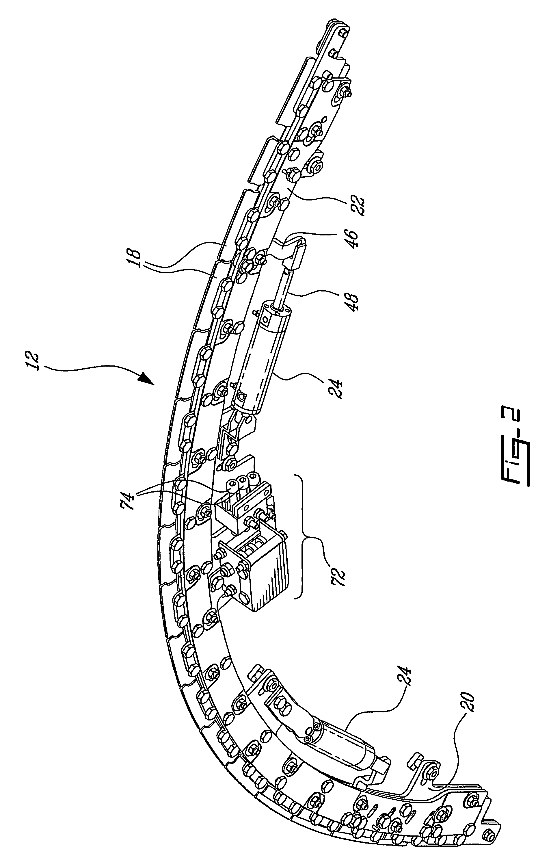 Adjustable curved guideway for a conveyor and method for realising same