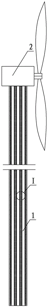 A wind power generation system that relies on steel structure composite towers to provide stable power