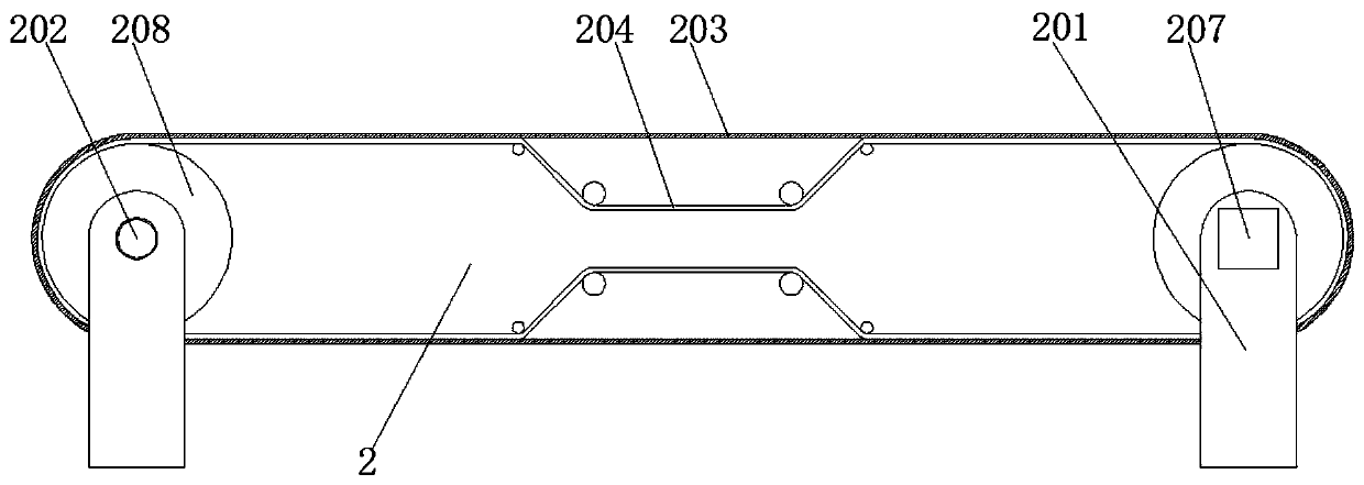 A transportation device for food packaging with the function of removing metal multiple times