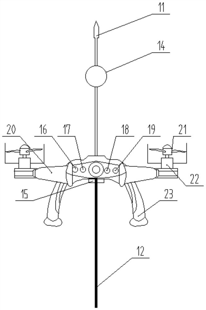 Full-intelligent multi-rotor lifting type active thunder and lightning early warning protection lightning receiving system