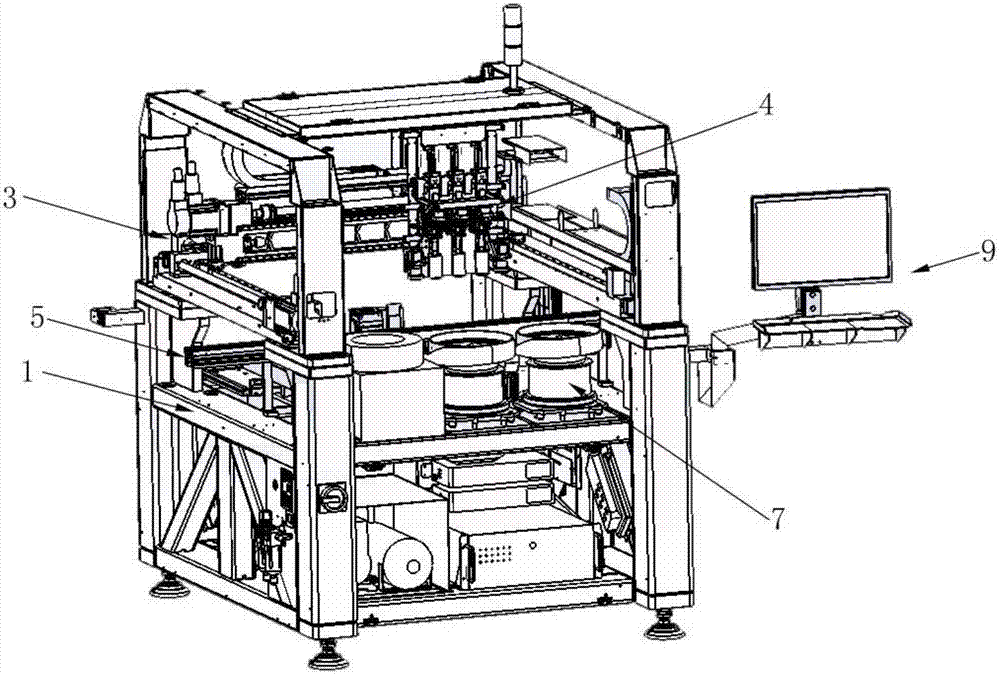 Gantry single-arm mounting and inserting machine