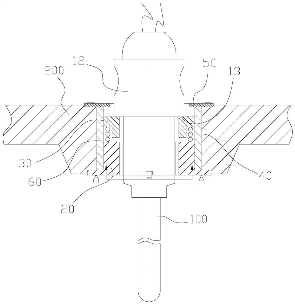 Thermocouple mounting and fastening device