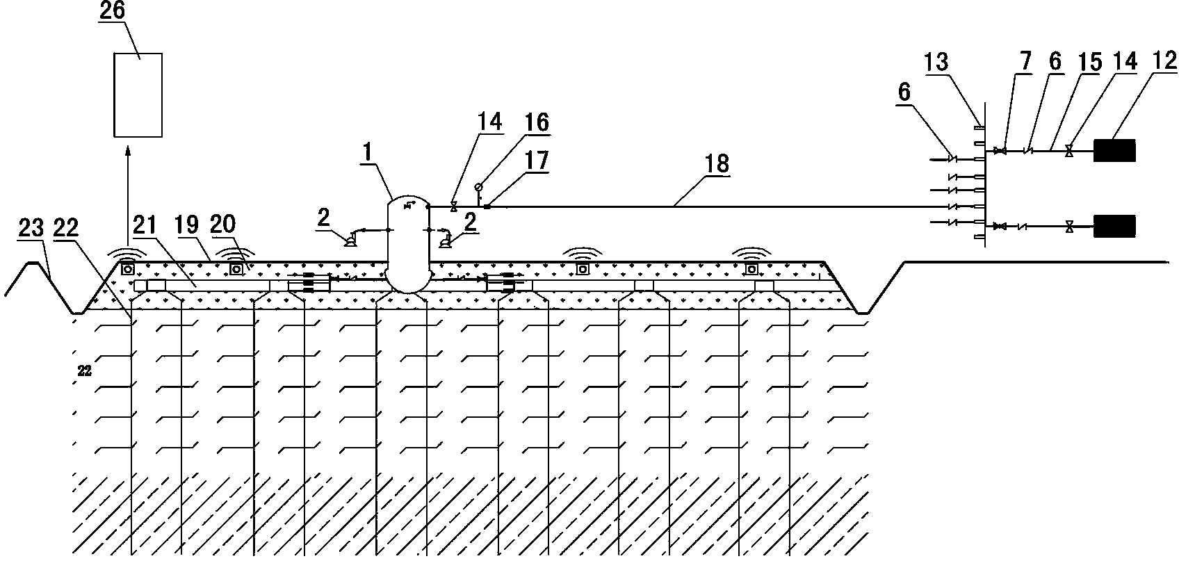 Oversized-area efficient energy-saving vacuumizing soft foundation treatment system and construction method