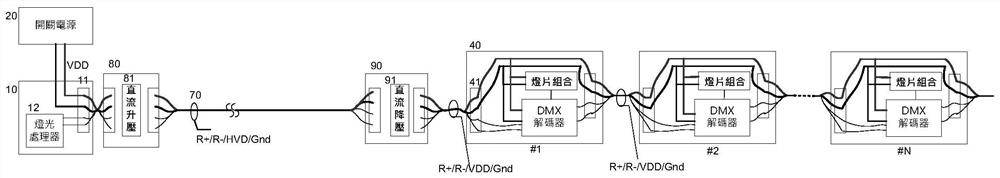 Device for improving lamp-controlled direct-current power transmission distance and power transmission power