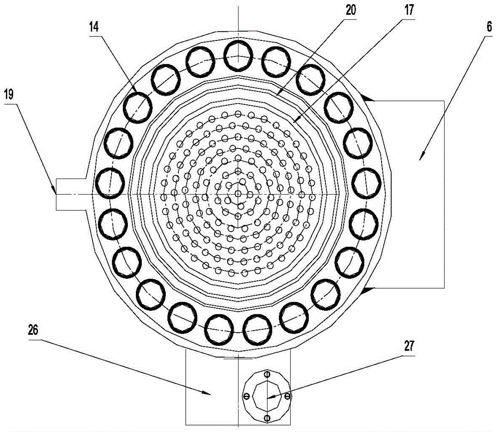 Premixed secondary flame fired civil boiler with furnace basin