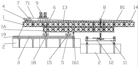 Bridge floor crane for cable-stayed bridge