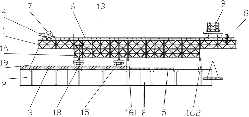 Bridge floor crane for cable-stayed bridge