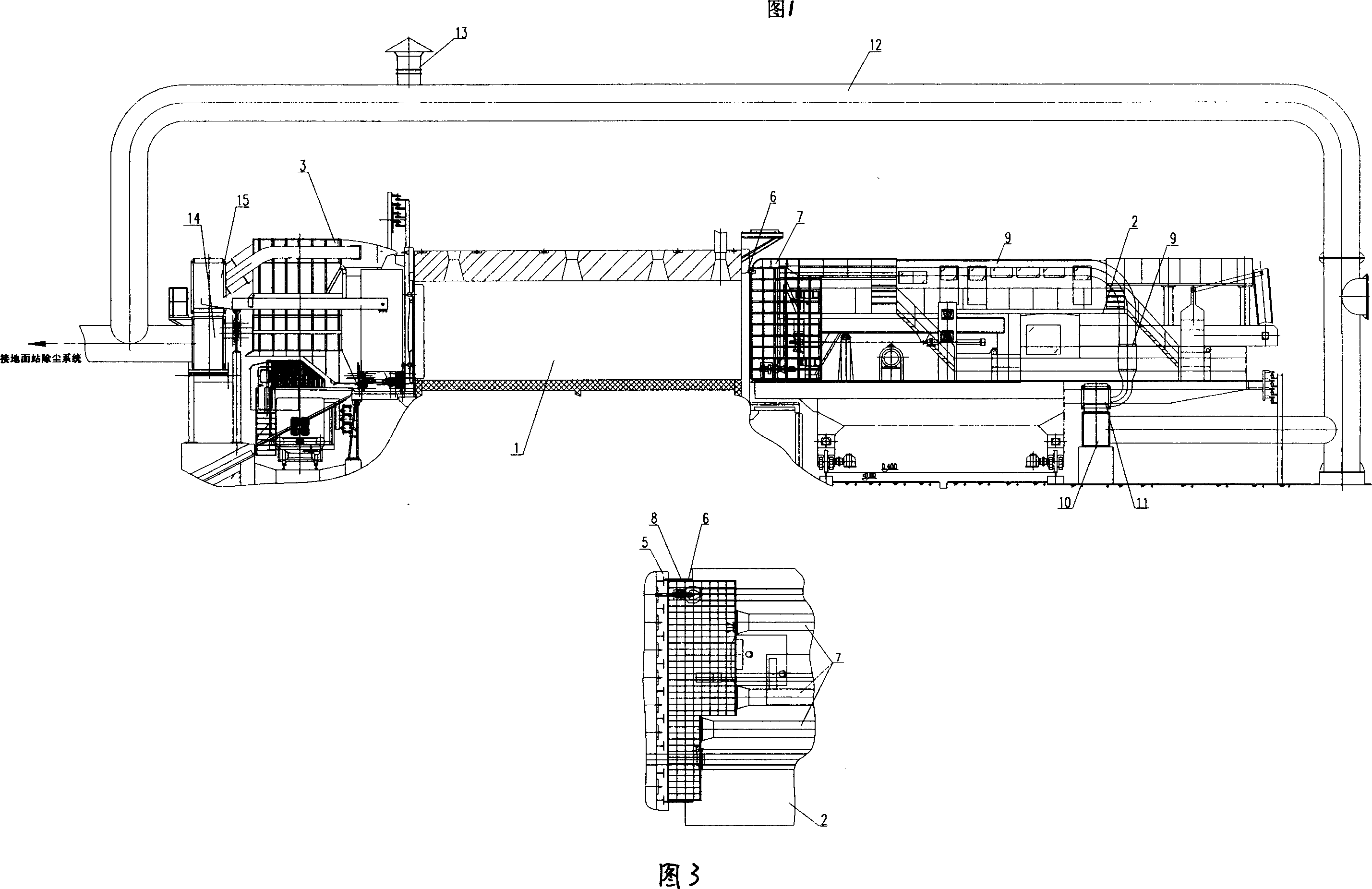 Tamping coke oven smoke treatment system and smoke treatment method thereof