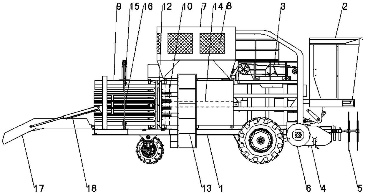 Large and square packed straw picking and bundling machine