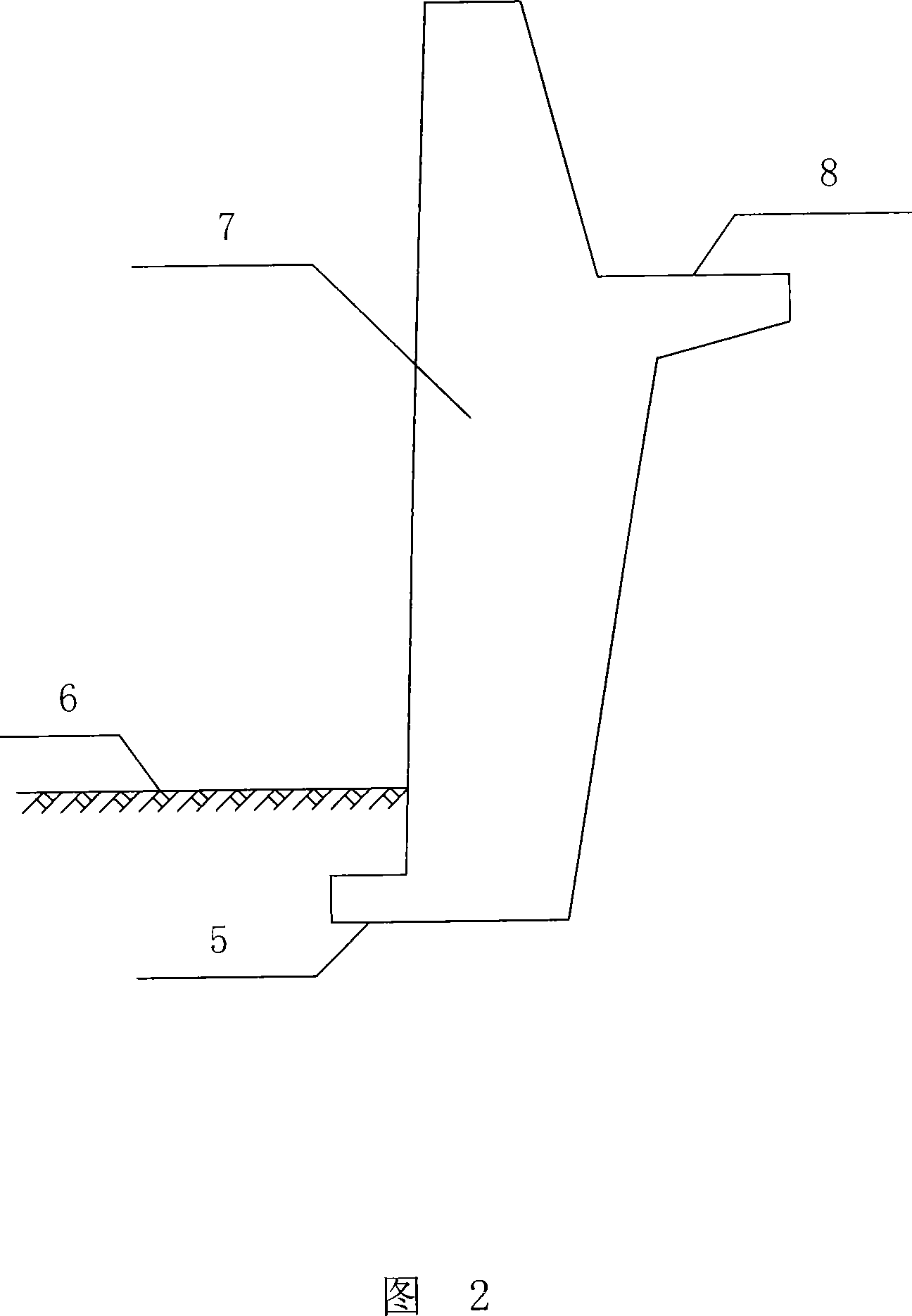 Two-stage stack-type cantilevered L-shaped blank wall and construction method thereof