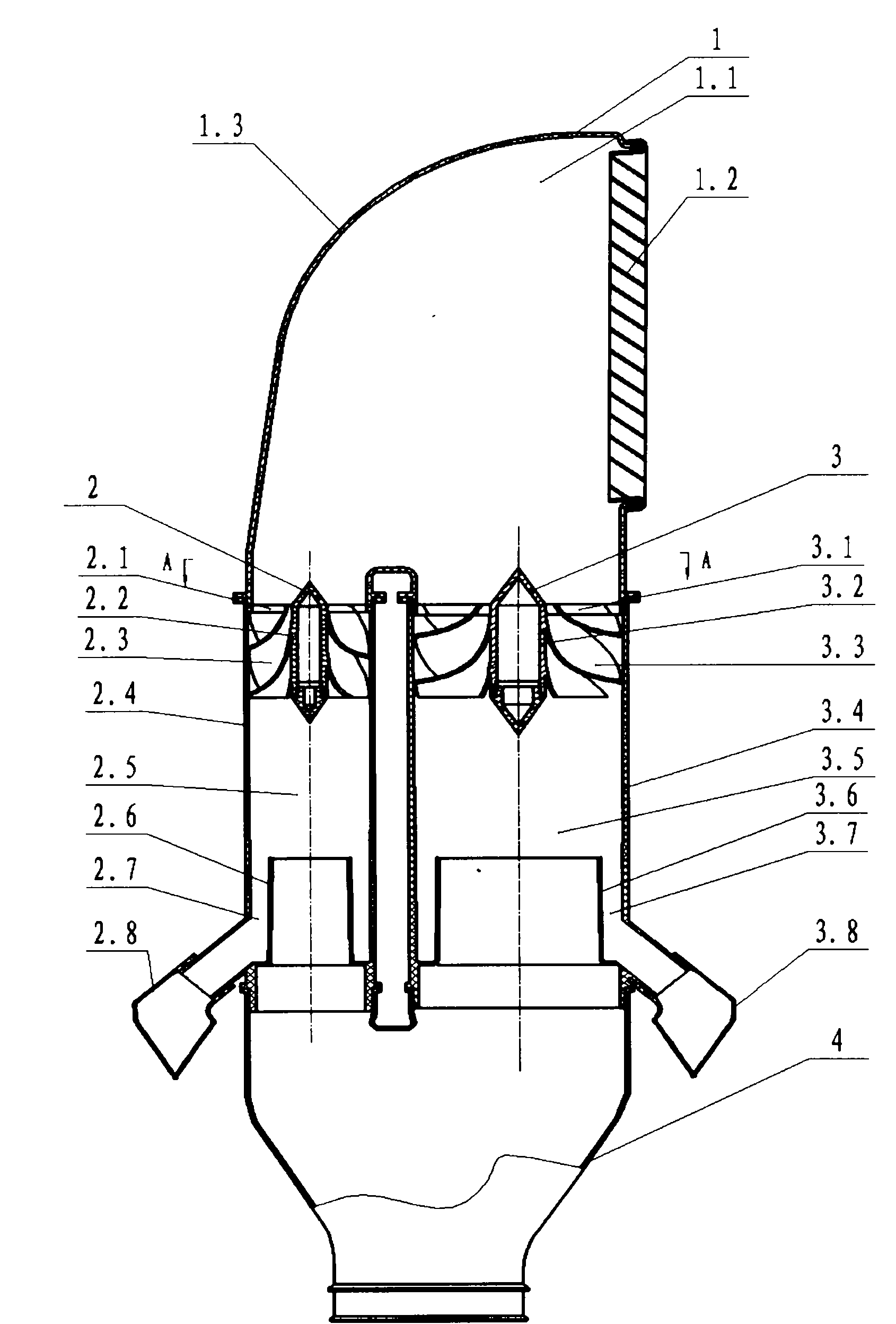 Combined water-drainage pre-filtering air intake pipe for heavy automobile