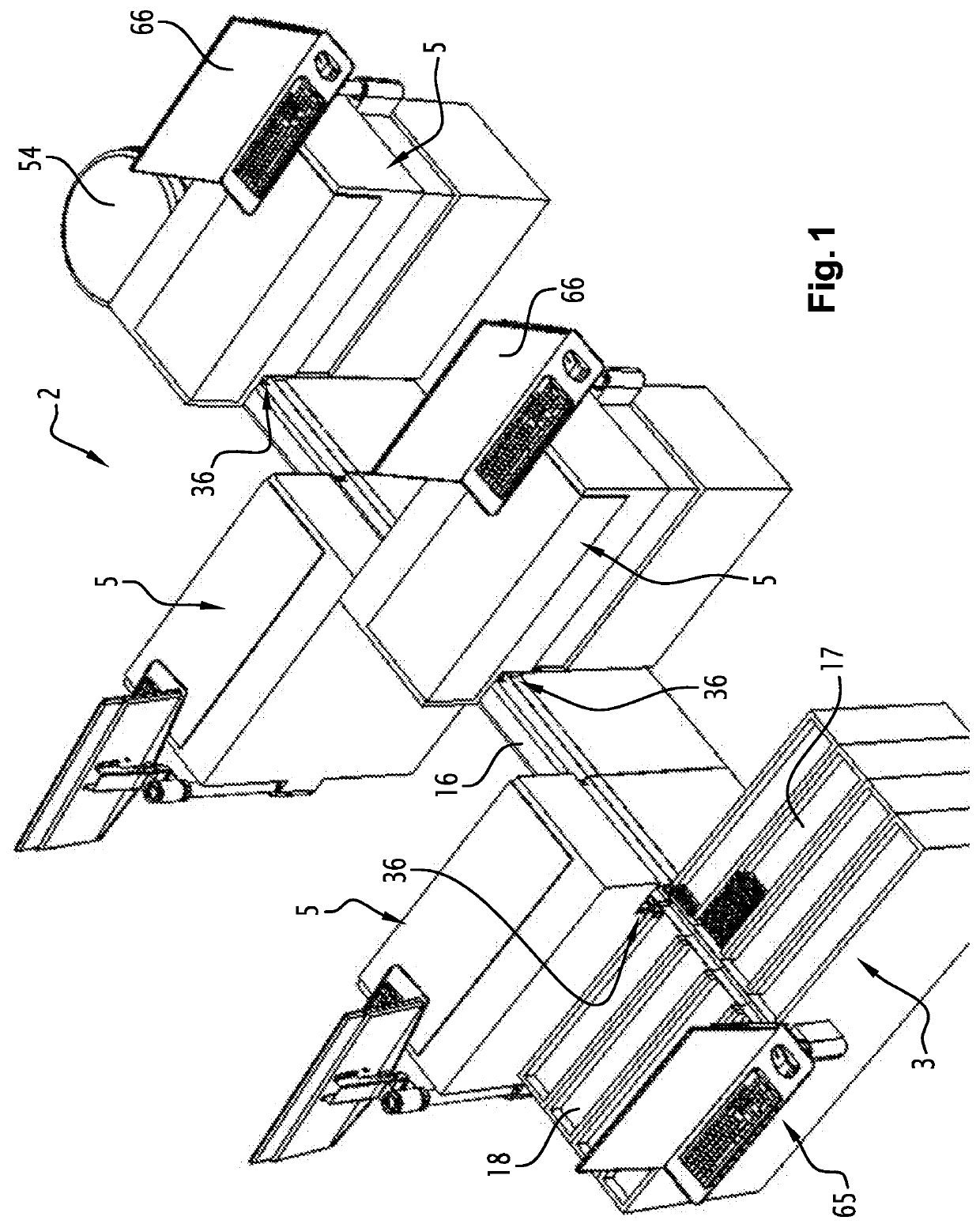 System for conveying supports for containers for biological liquid samples, and automatic analysis system comprising such a conveying system