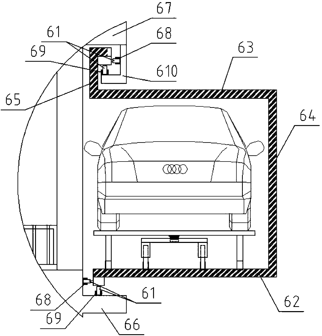 Building landscape type stereo garage