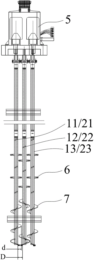 Multi-row and multi-shaft cemented soil mixing pile drilling machine