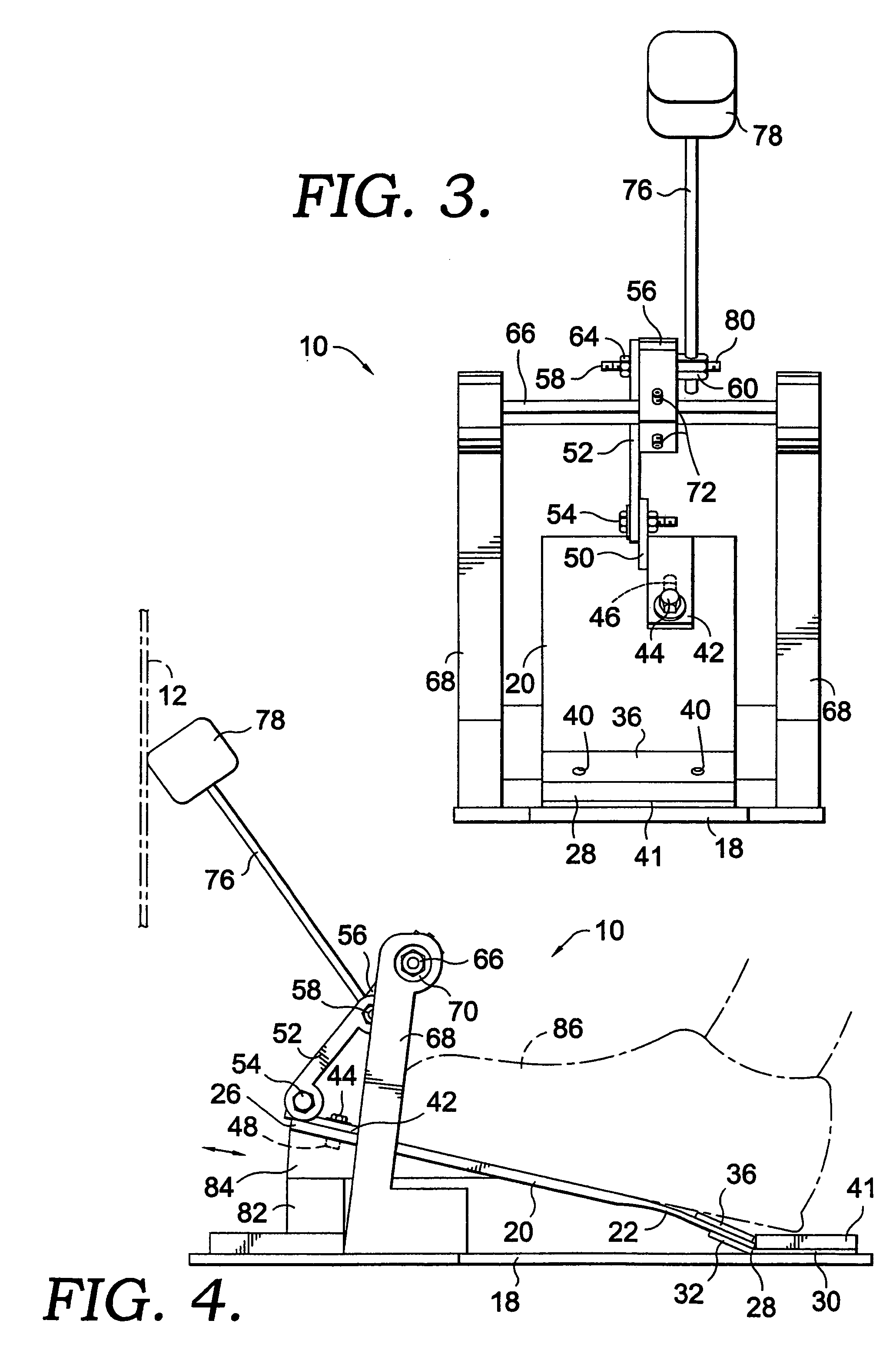 Pedal assembly for musical instruments