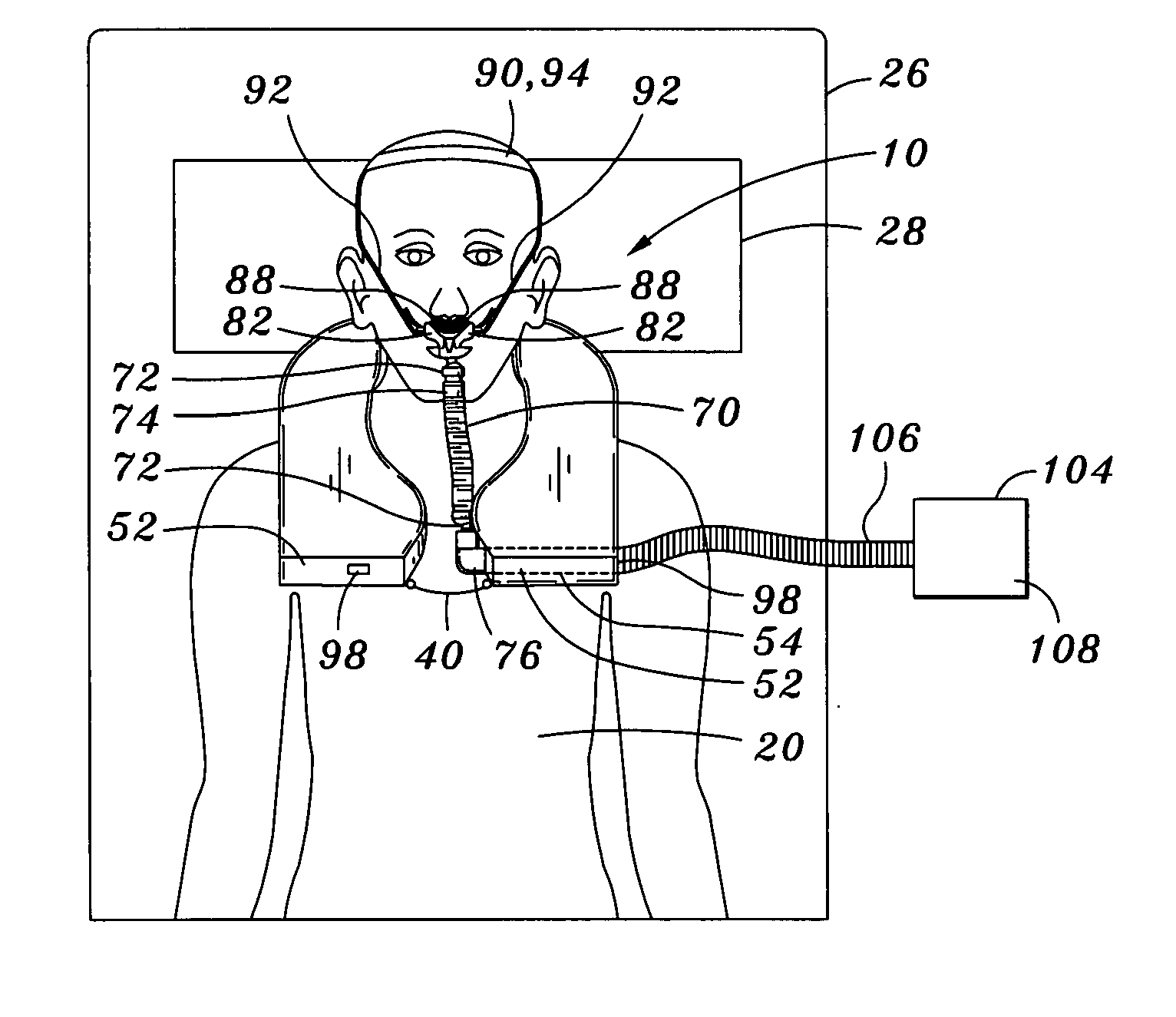 Continuous positive airway pressure device and configuration for employing same