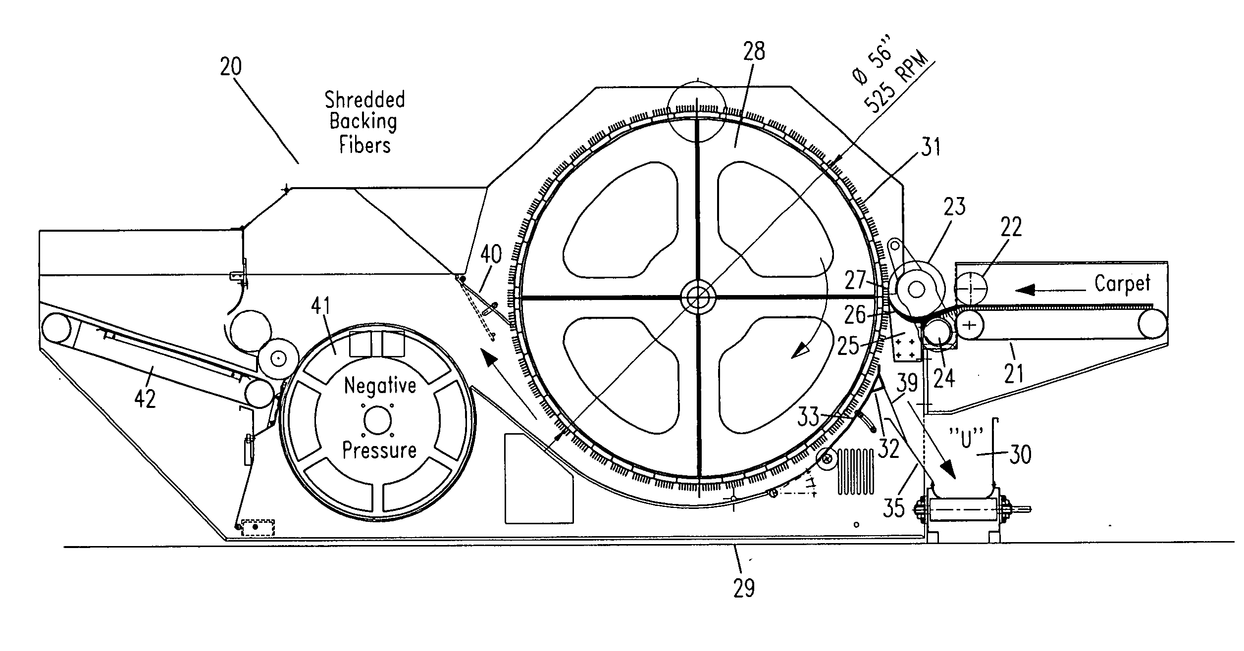 Method and apparatus for recycling carpet