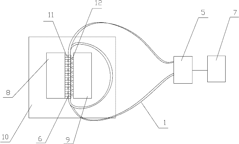 Optical fiber sensing device based on optical fiber bending deformation