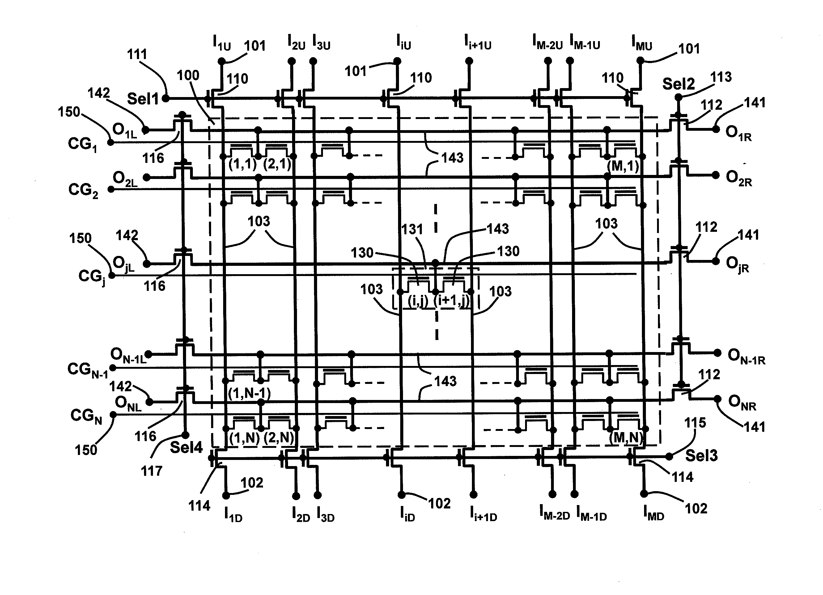 Interconnection matrix using semiconductor non-volatile memory