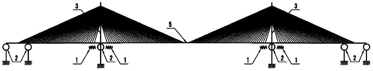 Method for elastically restraining main beam displacement of ultrahigh-span cable-stayed bridge