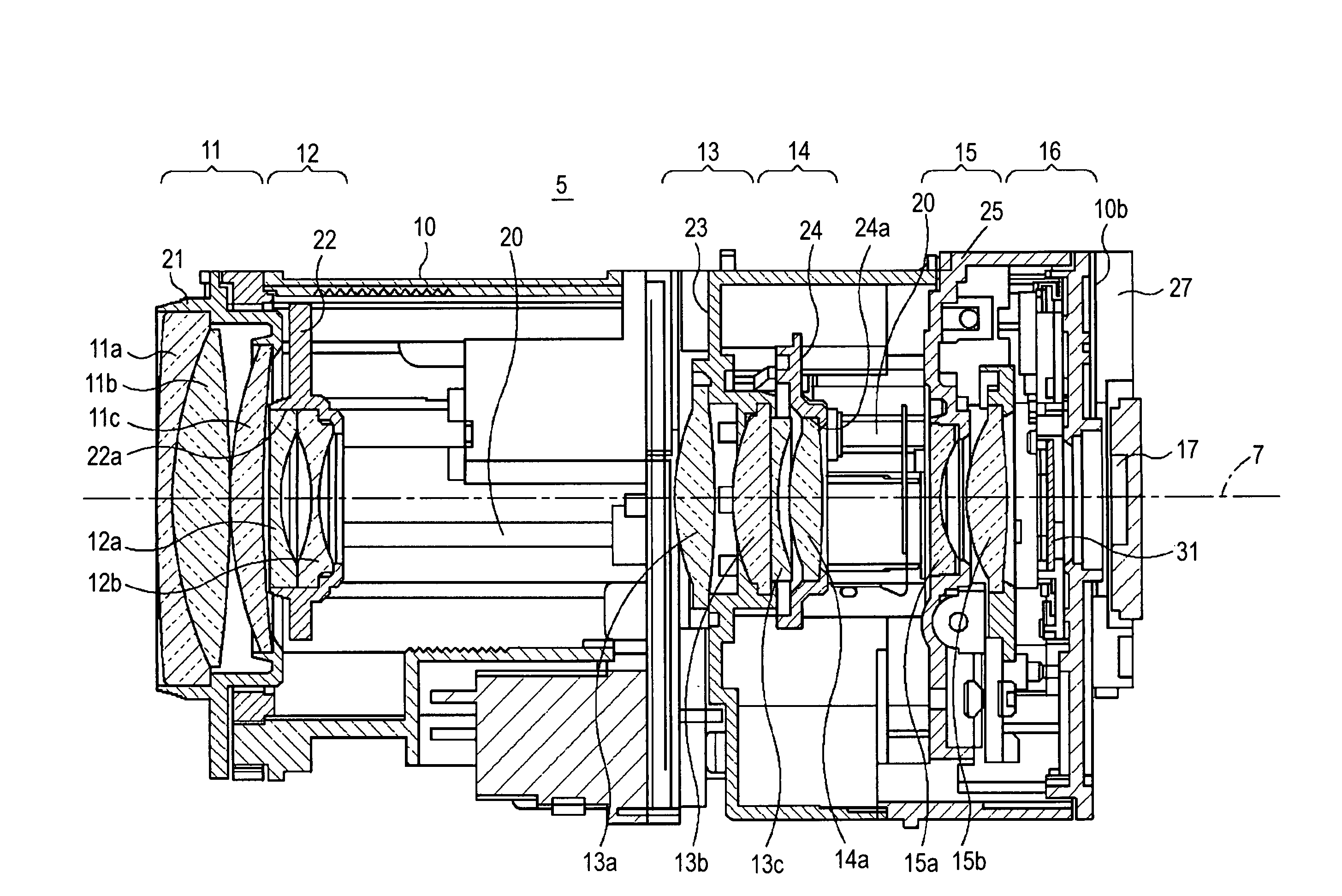 Switching mechanism for optical component, lens barrel, and imaging device