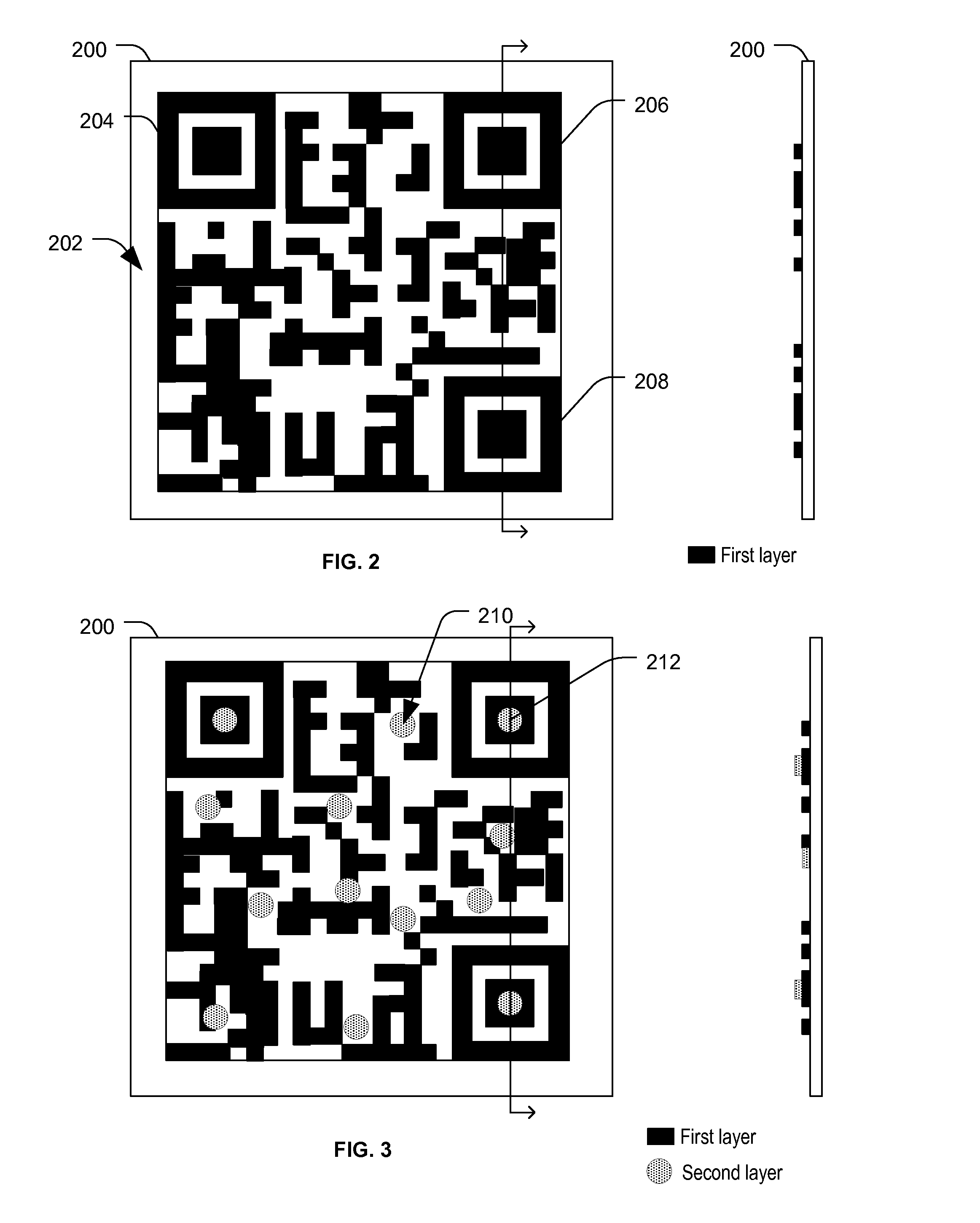 Encoding information in multiple patterned layers