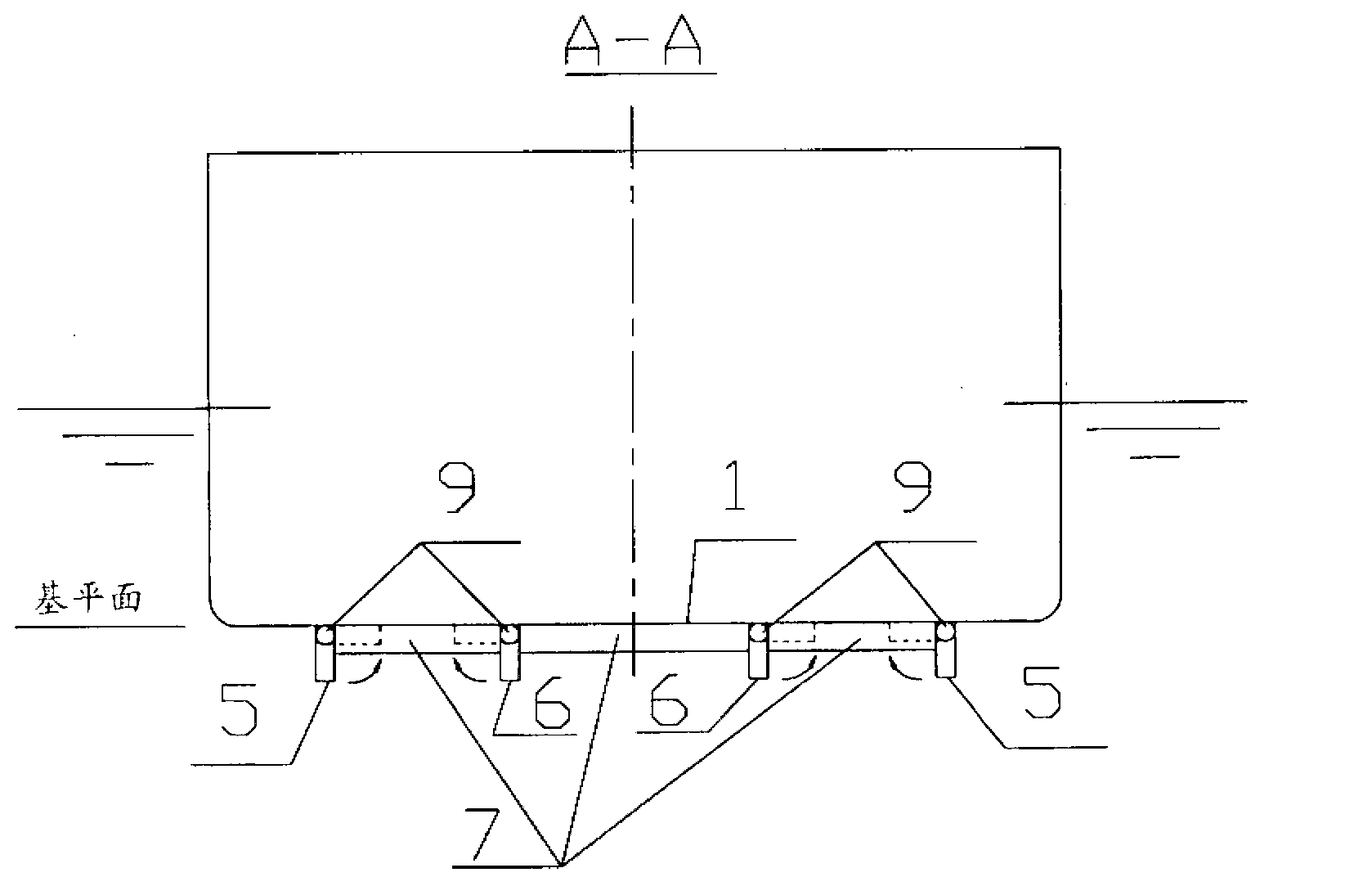 Water displacement boat with air cavities on the bottom