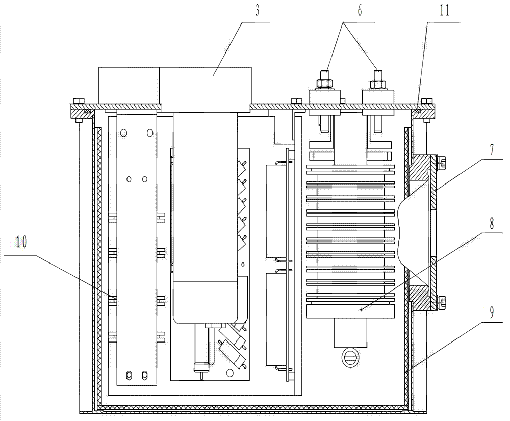 Voltage-multiplying-type high-voltage rectifying oil tank