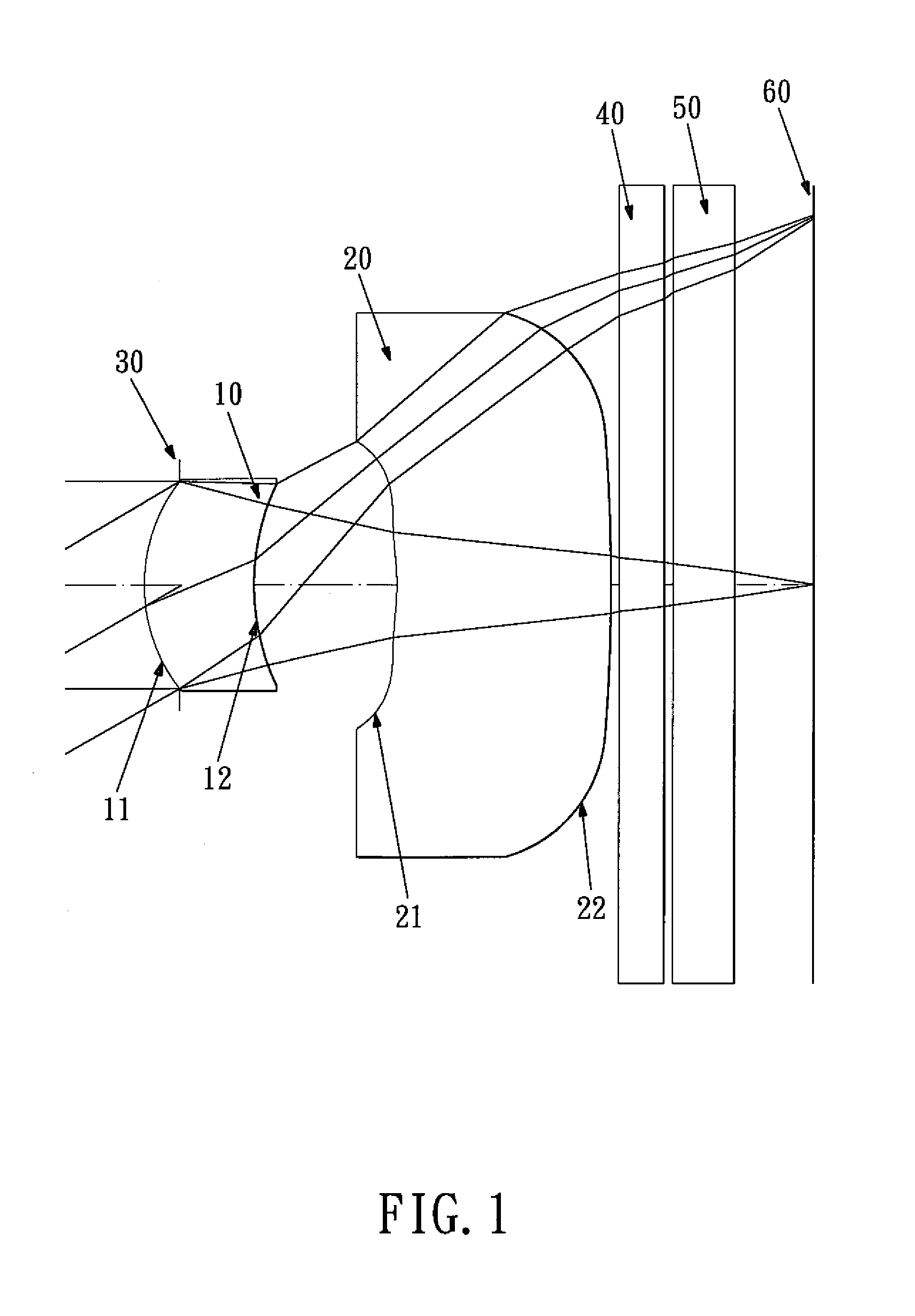 Optical lens system for taking image