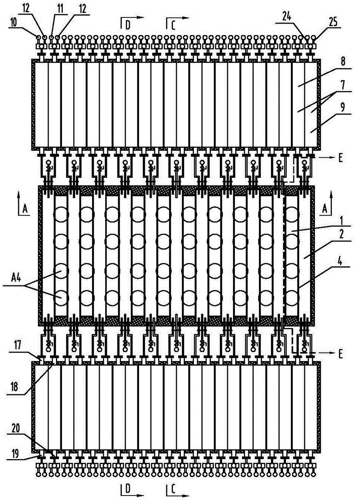 Heat storage device for transversely heating vertical coke exhaust coke oven