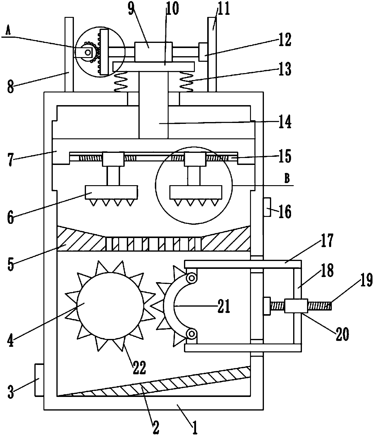 Building curtain wall glass recovering and pulverizing device