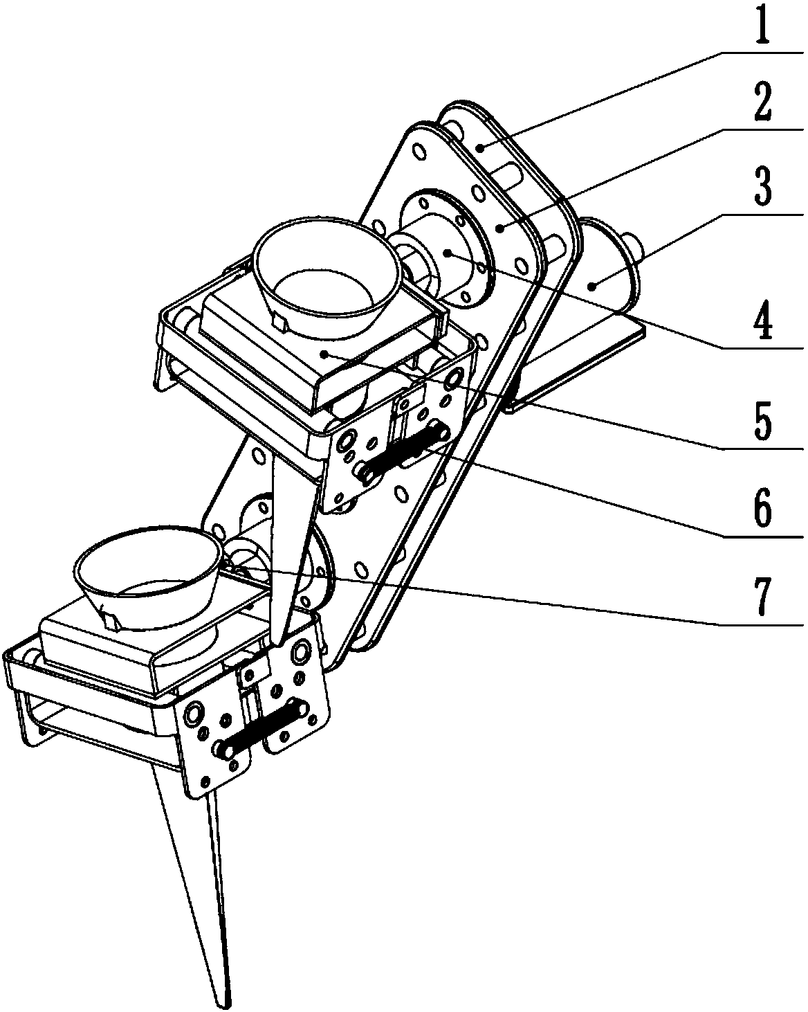 Double-planet-wheel type salvia miltiorrhiza seedling transmembrane cross-transplantation device and method