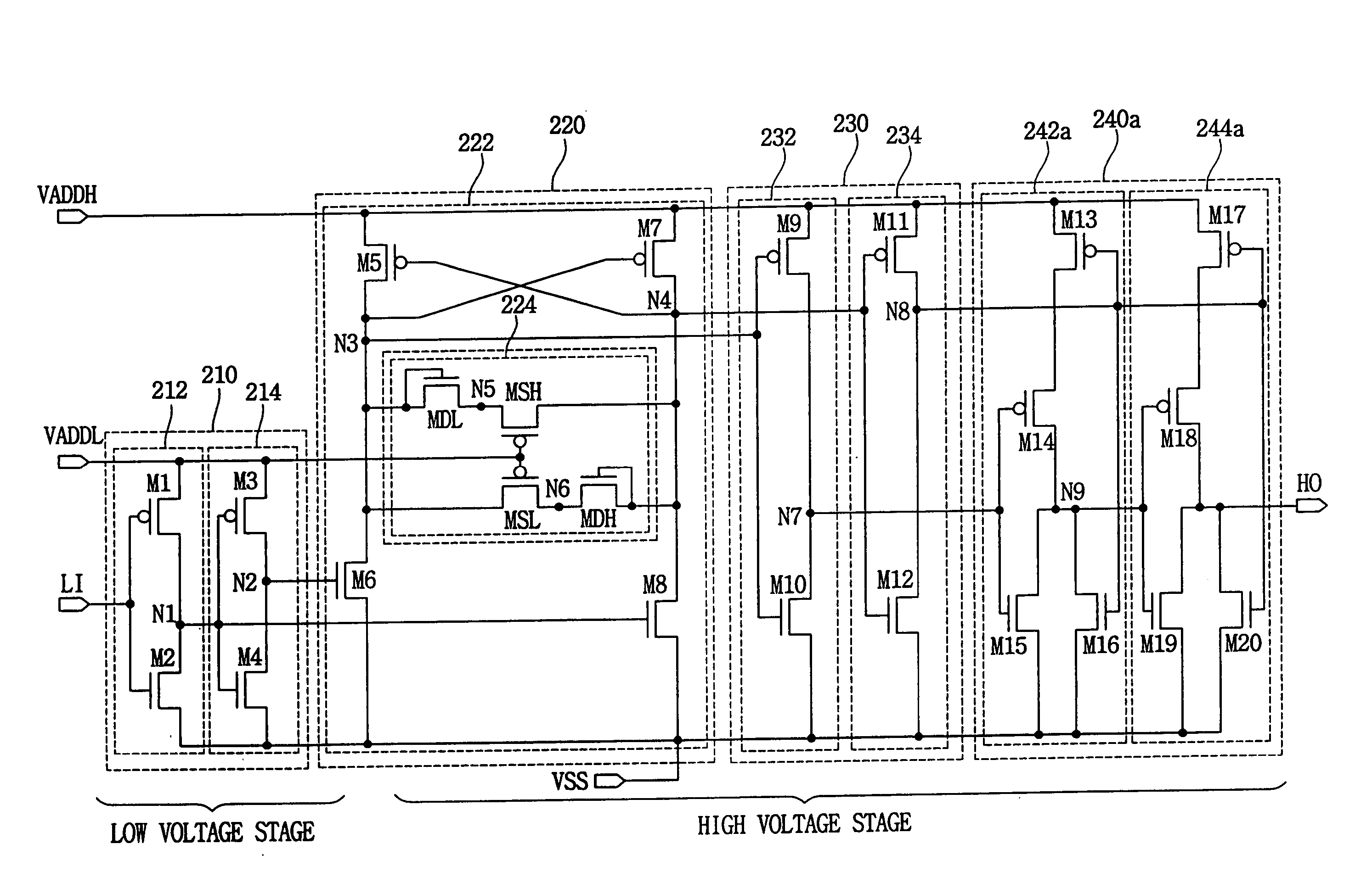 Level shifter for detecting grounded power-supply and level shifting method