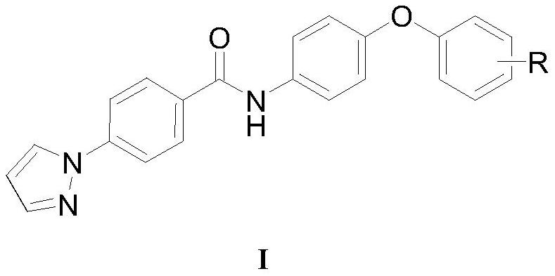 4-(1H-pyrazol-1-yl) biphenyl formamide compound containing diphenyl ether group and application thereof