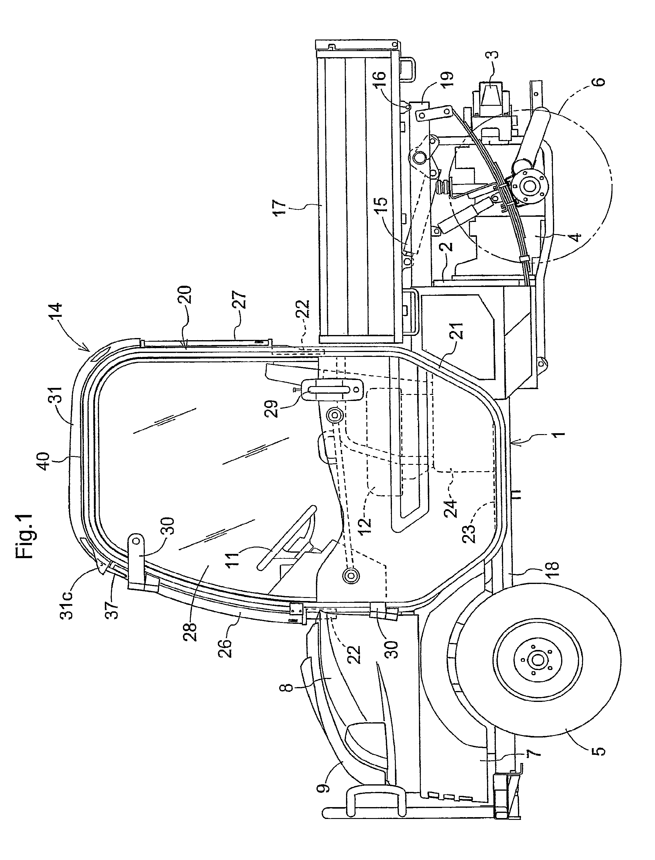 Sealing structure for cabin