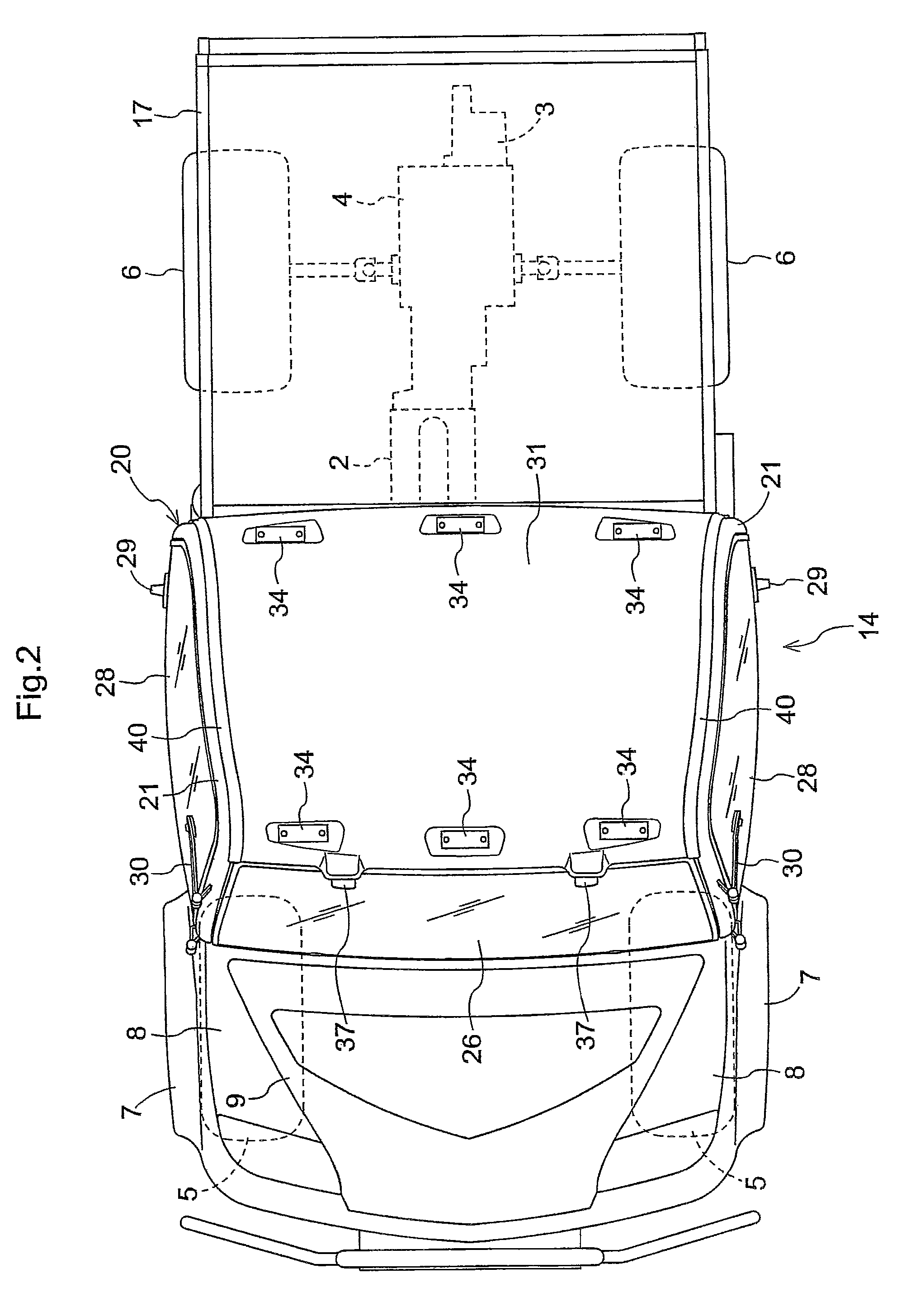 Sealing structure for cabin