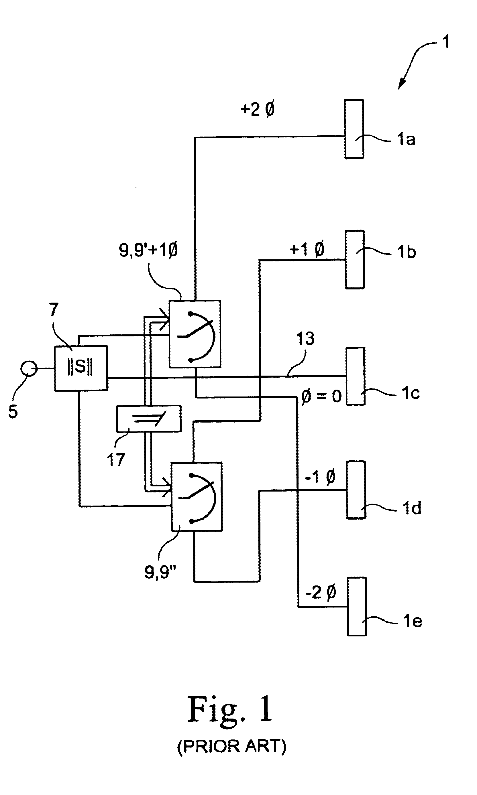 High-frequency phase shifter unit having pivotable tapping element